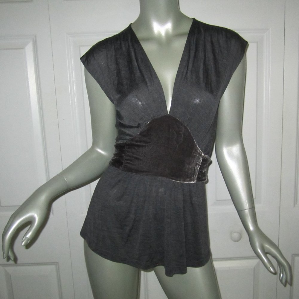 DIANE VON FURSTENBERG Gray Sleeveless Ferna Top